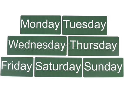 Набор магнитных карточек на английском языке "Дни недели" (фон зелёный)